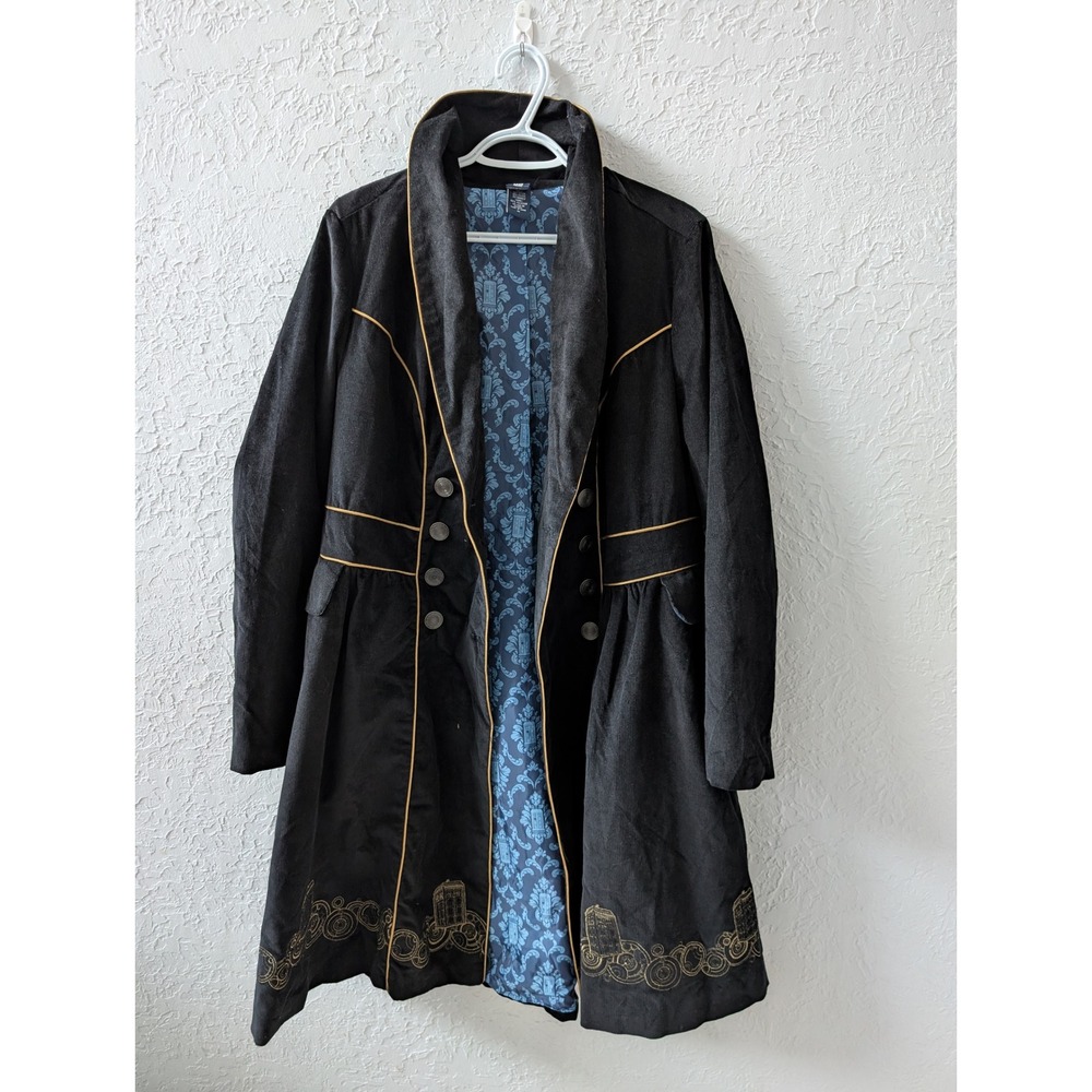 Doctor Who Hot Topic TARDIS Corduroy Coat Women 0 Cotton Black Gold Embroidery